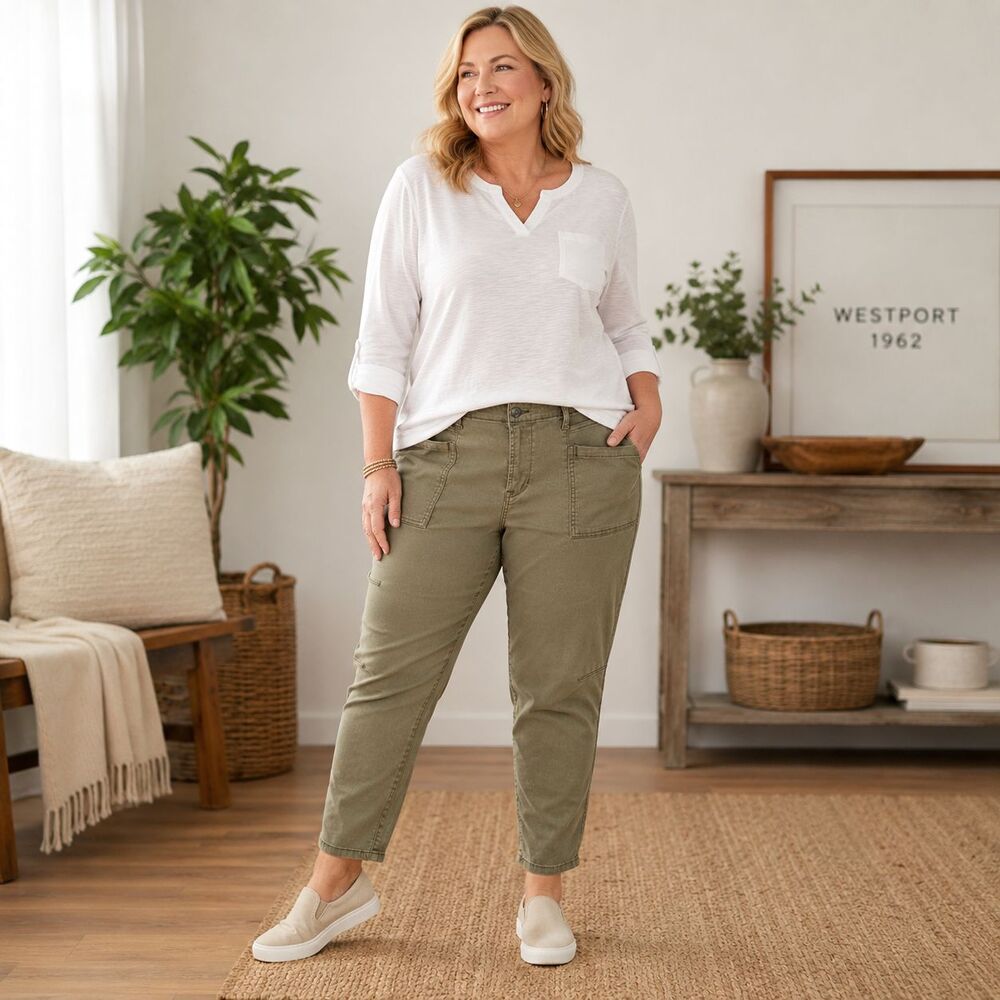 Westport 1962 Cargo Pants Women's 18 Modern Ankle Olive Green Utility Pocket W62